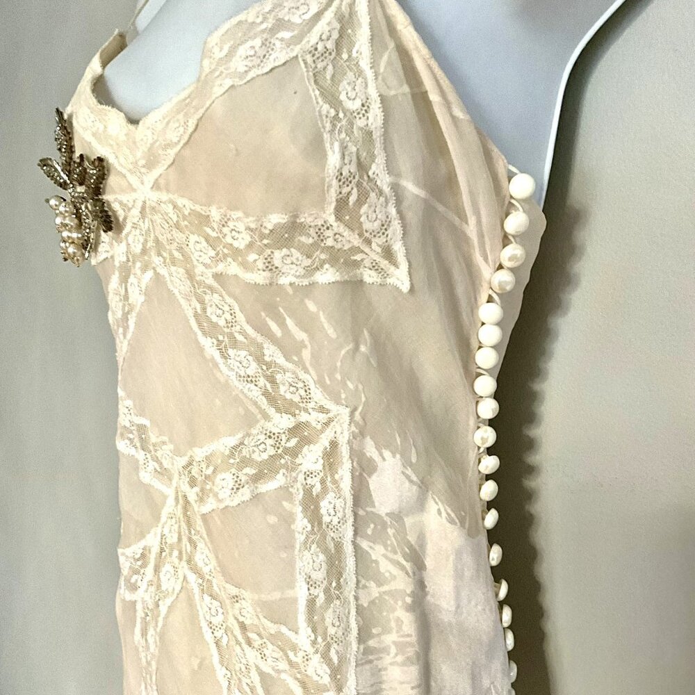 Christian Dior Boutique Paris Vintage Silk Slip Maxi Dress-Lace Panels-FR 36 - Picture 7 of 11
